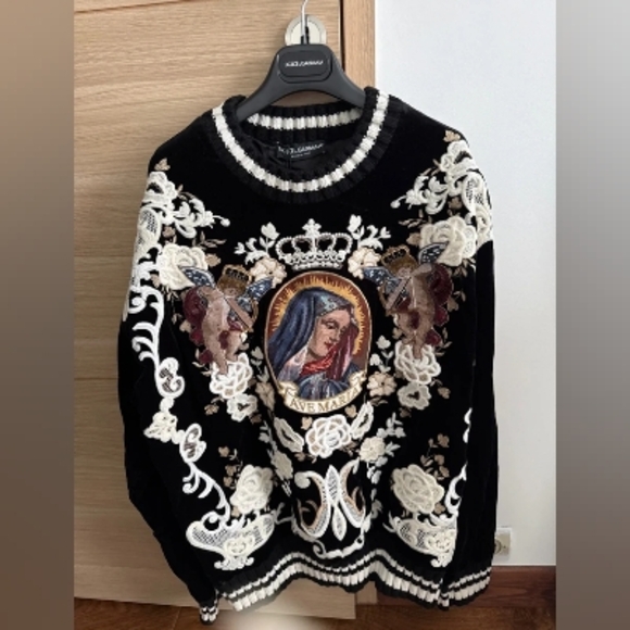 Dolce & Gabbana Black and White Embroidered Sweater - Picture 1 of 10
